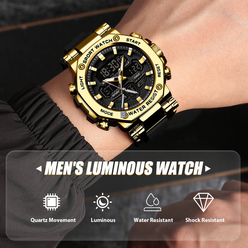 🔥 50 % RABATT! ⏰ Multifunktionale wasserdichte Leuchtuhr für Herren – Dual-Display, 50 m wasserdicht und im Dunkeln lesbar 🌙⌚