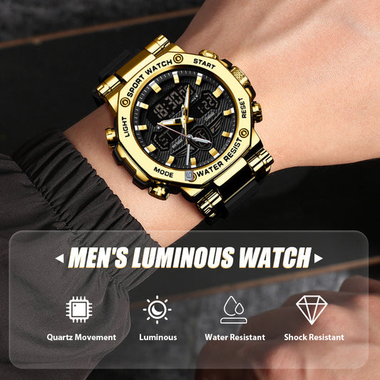 🔥 50 % RABATT! ⏰ Multifunktionale wasserdichte Leuchtuhr für Herren – Dual-Display, 50 m wasserdicht und im Dunkeln lesbar 🌙⌚
