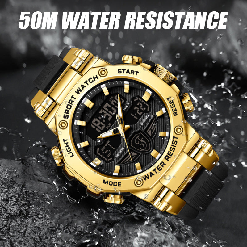 🔥 50 % RABATT! ⏰ Multifunktionale wasserdichte Leuchtuhr für Herren – Dual-Display, 50 m wasserdicht und im Dunkeln lesbar 🌙⌚