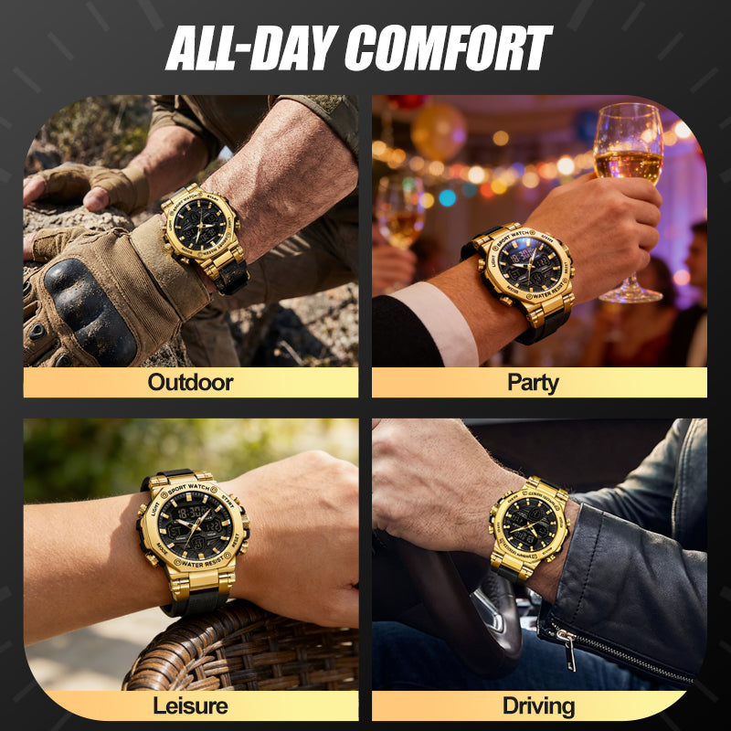 🔥 50 % RABATT! ⏰ Multifunktionale wasserdichte Leuchtuhr für Herren – Dual-Display, 50 m wasserdicht und im Dunkeln lesbar 🌙⌚