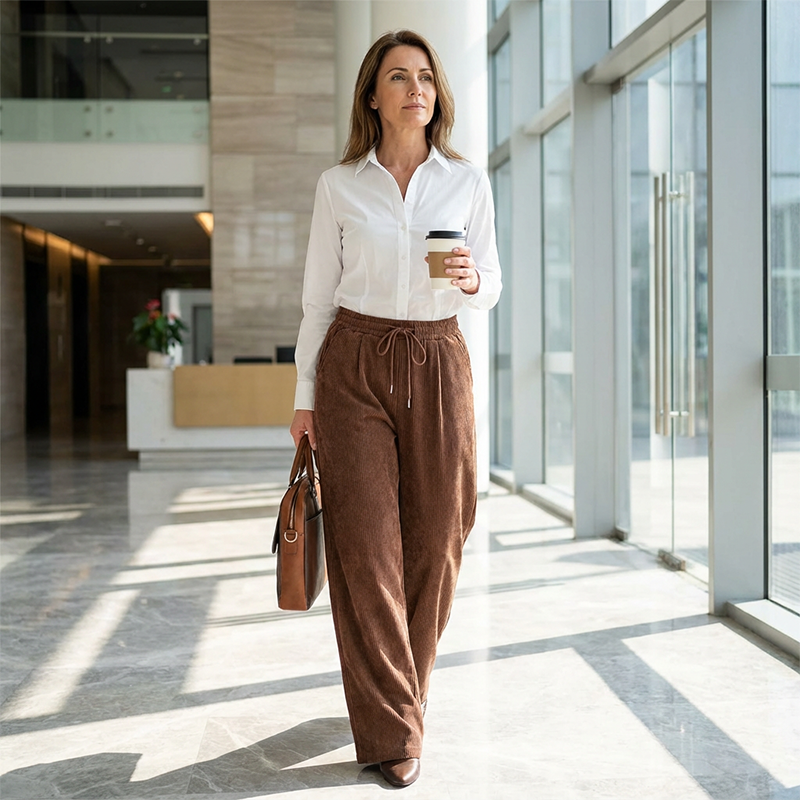 Lässige Weite Cordhose für Damen