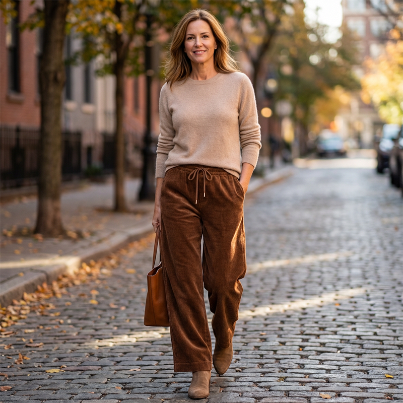 Lässige Weite Cordhose für Damen