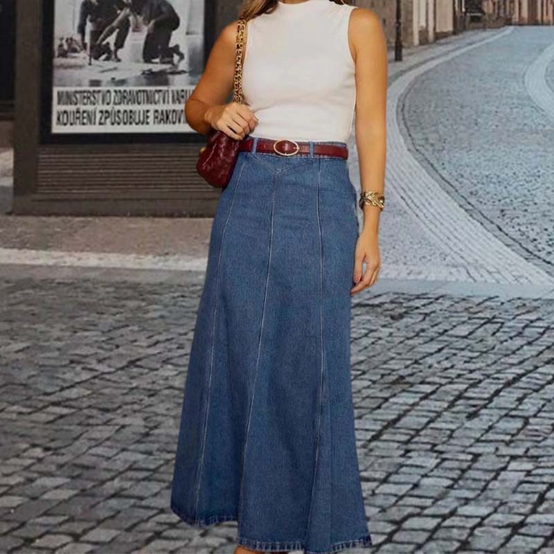 🎁2026 Neuheiten👗Damen-Maxirock aus Denim – Hohe Taille & A-Linien-Schnitt