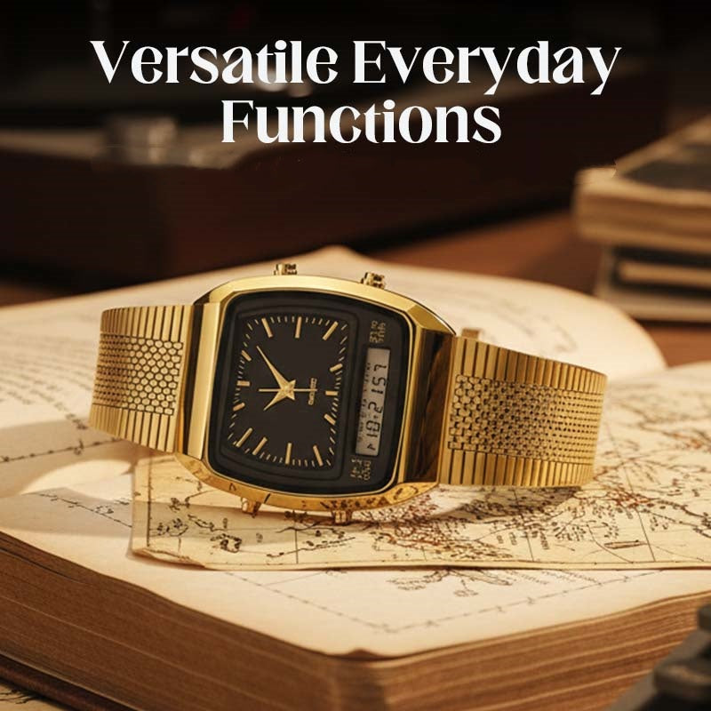 ⌚ NUR FÜR BEGRENZTE ZEIT: 50 % RABATT! 💥 Multifunktionsuhr im Retro-Stil mit quadratischem Zifferblatt – Dual-Display, Zinklegierung, Edelstahl ✨
