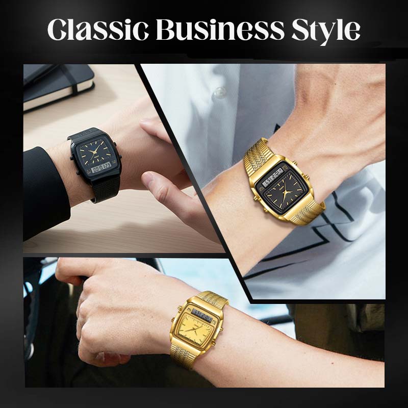 ⌚ NUR FÜR BEGRENZTE ZEIT: 50 % RABATT! 💥 Multifunktionsuhr im Retro-Stil mit quadratischem Zifferblatt – Dual-Display, Zinklegierung, Edelstahl ✨