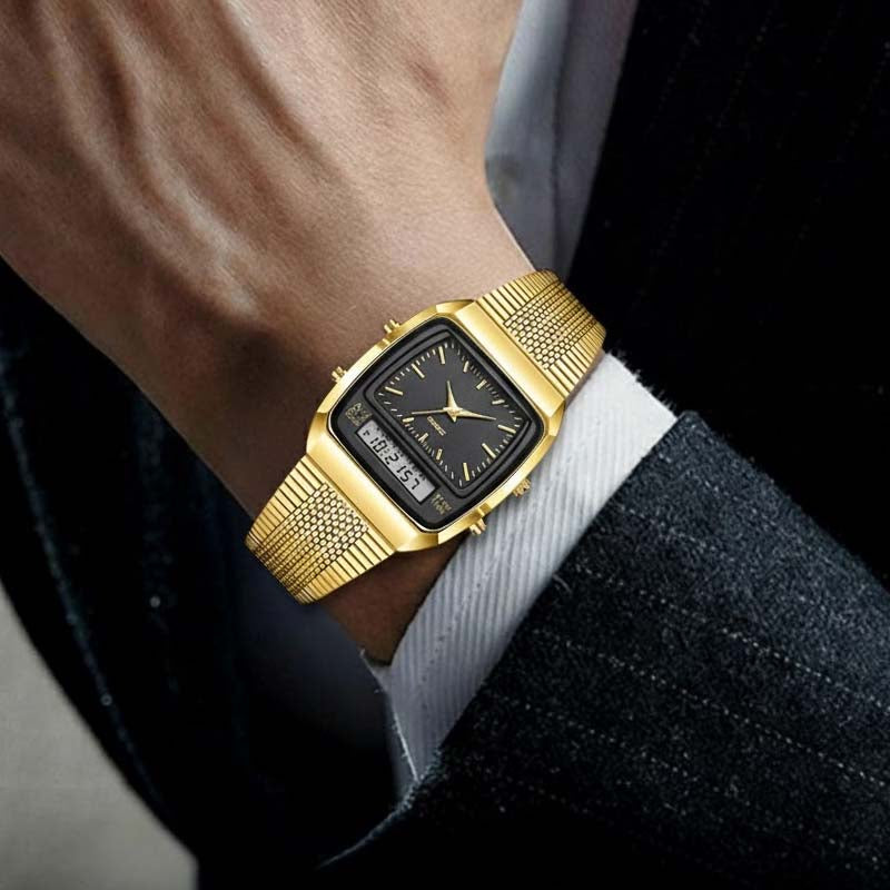 ⌚ NUR FÜR BEGRENZTE ZEIT: 50 % RABATT! 💥 Multifunktionsuhr im Retro-Stil mit quadratischem Zifferblatt – Dual-Display, Zinklegierung, Edelstahl ✨