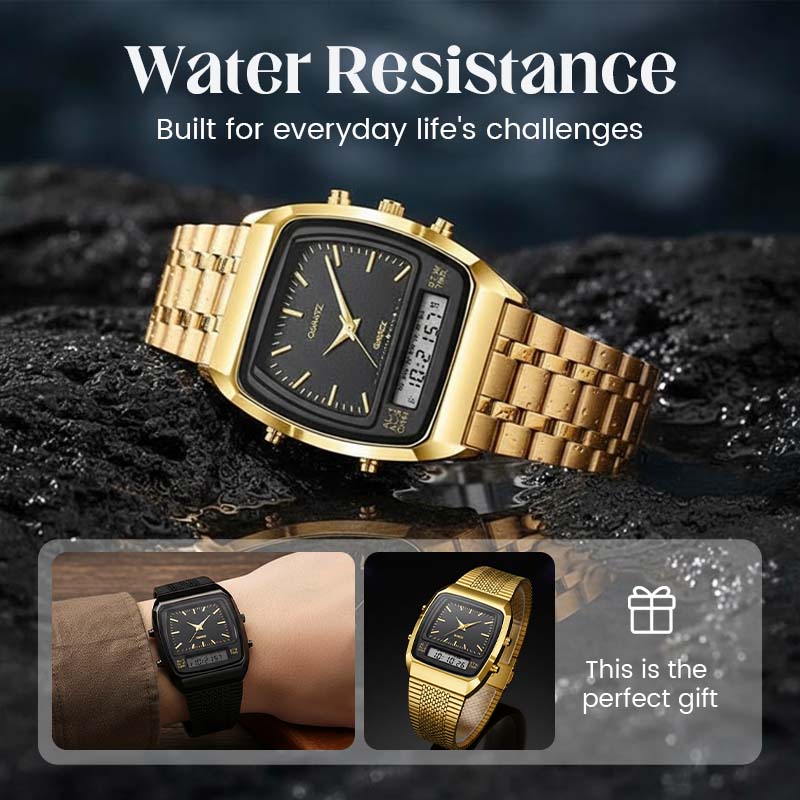 ⌚ NUR FÜR BEGRENZTE ZEIT: 50 % RABATT! 💥 Multifunktionsuhr im Retro-Stil mit quadratischem Zifferblatt – Dual-Display, Zinklegierung, Edelstahl ✨