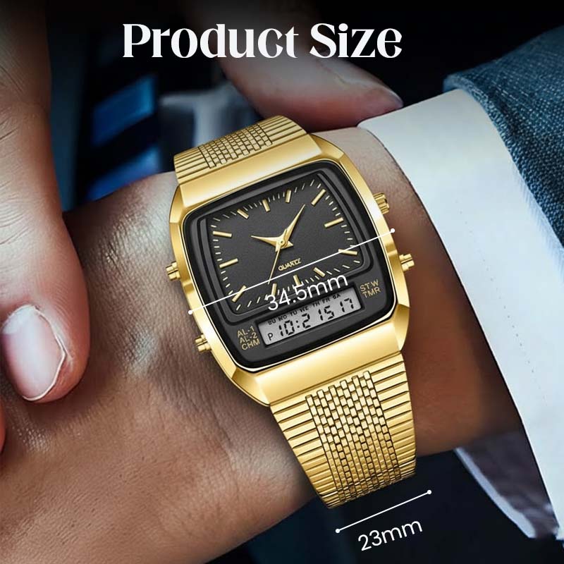 ⌚ NUR FÜR BEGRENZTE ZEIT: 50 % RABATT! 💥 Multifunktionsuhr im Retro-Stil mit quadratischem Zifferblatt – Dual-Display, Zinklegierung, Edelstahl ✨
