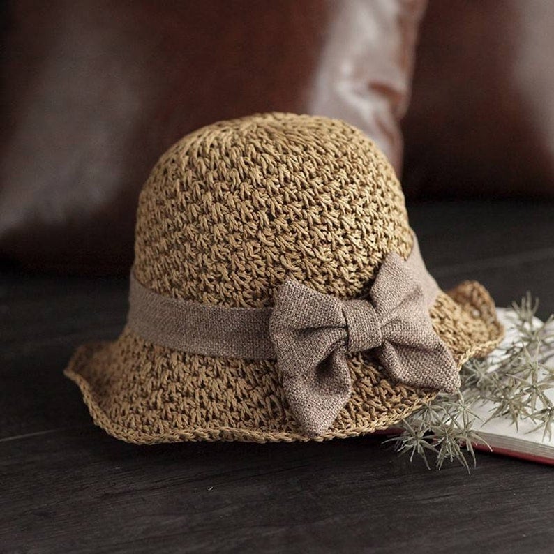 🎀 50 % RABATT 👒 | Strohhut mit Retro-Schleife – faltbar und atmungsaktiv für den Sommer