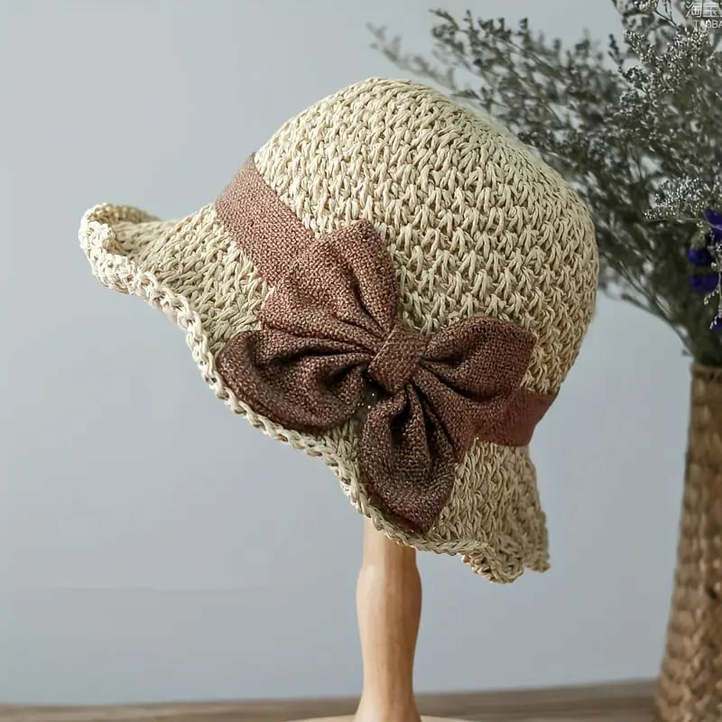 🎀 50 % RABATT 👒 | Strohhut mit Retro-Schleife – faltbar und atmungsaktiv für den Sommer