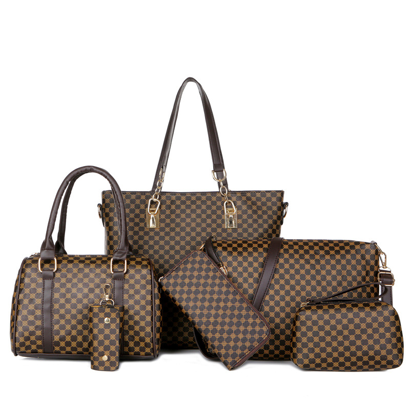 👜 Stilvolles 6-in-1-Set aus Mama- und Babytasche – Bedruckte, vielseitige Umhängetasche, Crossbody-Tasche und Handtasche für den Alltag 🌿