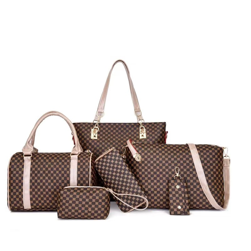 👜 Stilvolles 6-in-1-Set aus Mama- und Babytasche – Bedruckte, vielseitige Umhängetasche, Crossbody-Tasche und Handtasche für den Alltag 🌿
