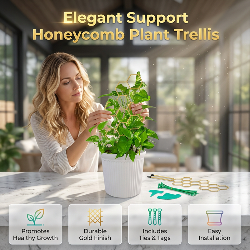 🌿 NUR FÜR BEGRENZTE ZEIT: 50 % RABATT! ✨ Pflanzenspalier im Wabenmuster – rostfrei, stapelbar, einfach zu montieren 🐝