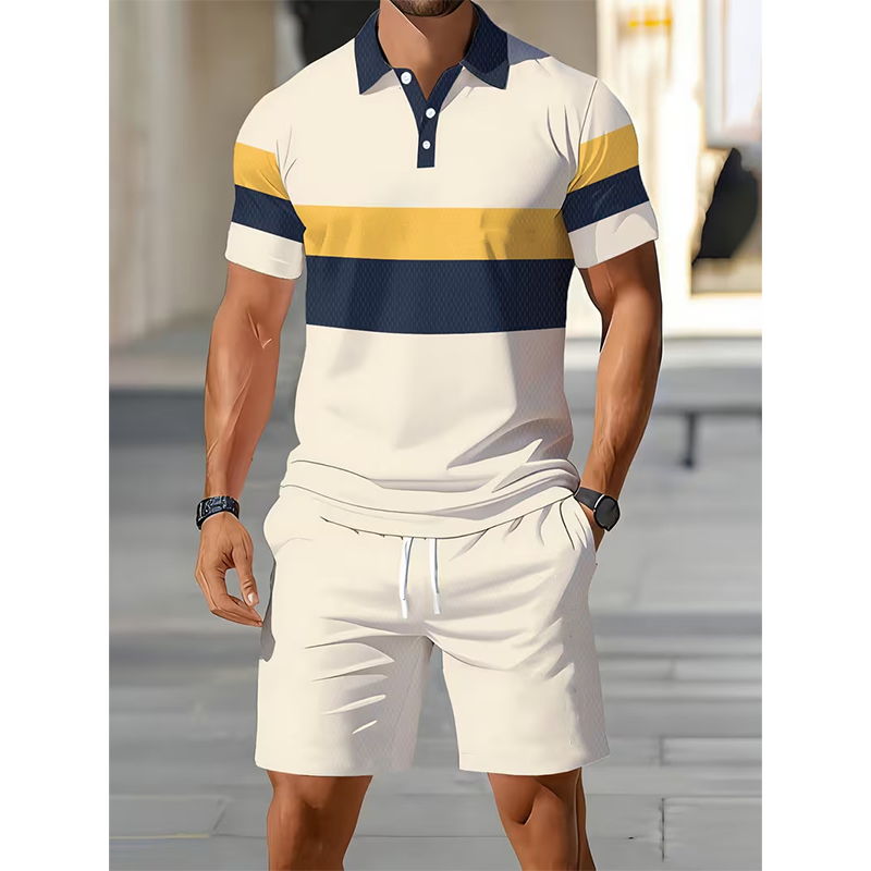 Zweiteiliges Set aus Hemd und Shorts für Herren – Digitaldruck, sportliche Passform, knitterfrei ✨