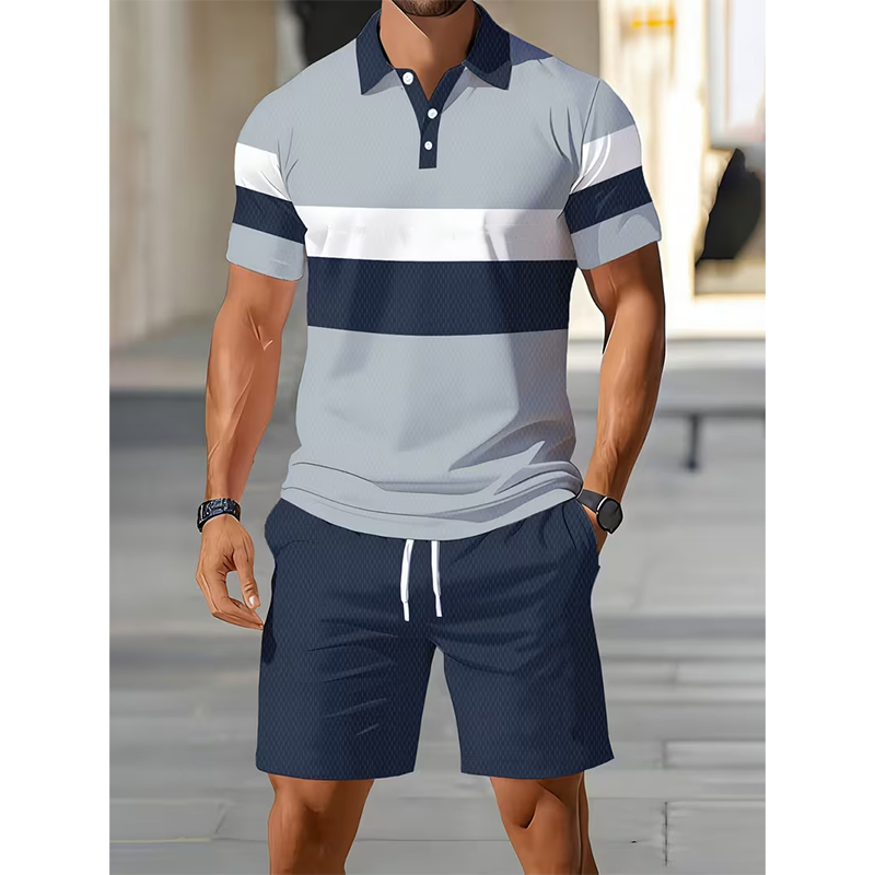 Zweiteiliges Set aus Hemd und Shorts für Herren – Digitaldruck, sportliche Passform, knitterfrei ✨