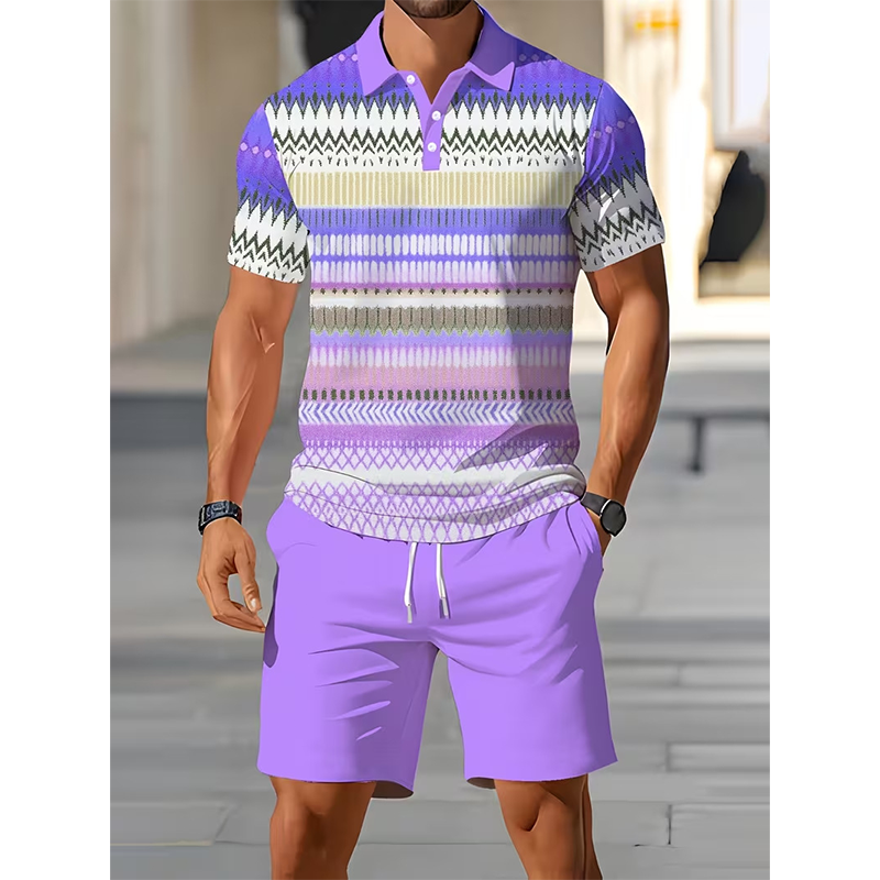 Zweiteiliges Set aus Hemd und Shorts für Herren – Digitaldruck, sportliche Passform, knitterfrei ✨