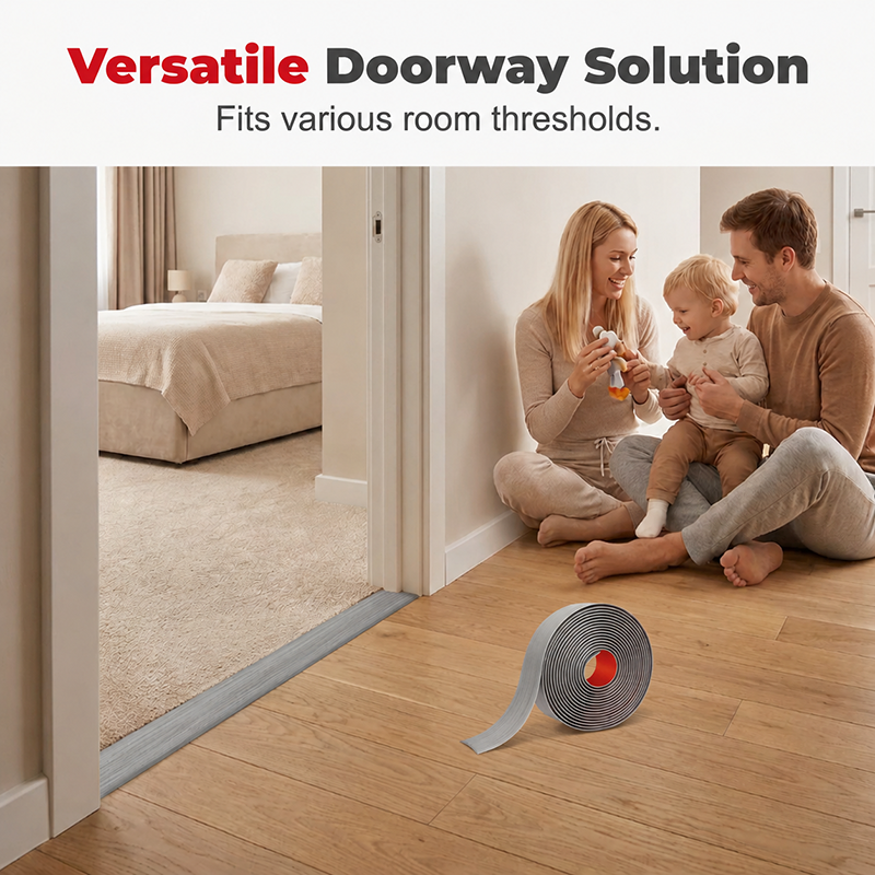 ✨ Selbstklebende Bodenübergangsleiste – flexibles PVC, zum Abziehen und Aufkleben, glatte Oberfläche 🚪