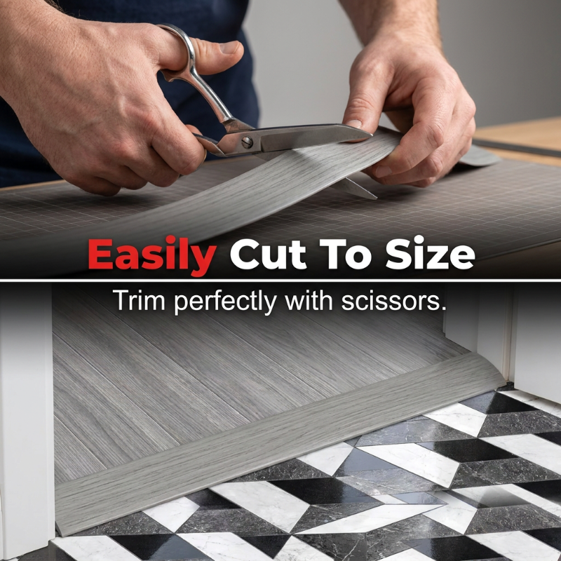 ✨ Selbstklebende Bodenübergangsleiste – flexibles PVC, zum Abziehen und Aufkleben, glatte Oberfläche 🚪