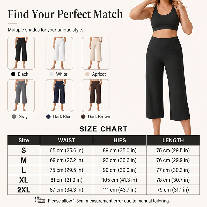 Damen-Hose mit hoher Taille, aus Stretchstoff und in verkürzter Länge