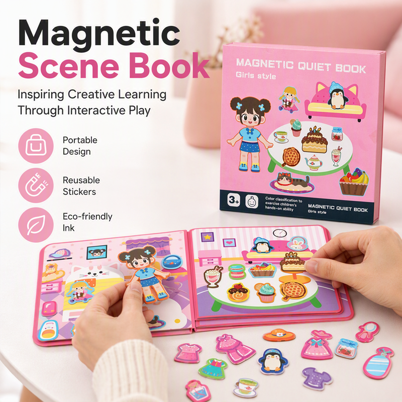 Magnetisches Ruhebuch für Kinder mit Faltpuzzle – Frühförderungsspielzeug für Jungen und Mädchen
