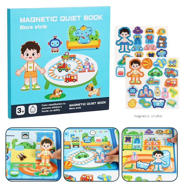 Magnetisches Ruhebuch für Kinder mit Faltpuzzle – Frühförderungsspielzeug für Jungen und Mädchen