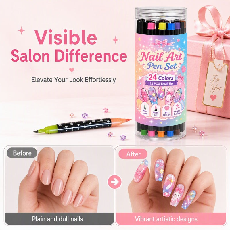 💅 NUR FÜR BEGRENZTE ZEIT: 50 % RABATT! 💥 24-teiliges Set mit doppelseitigen Nail-Art-Stiften – kreativ, in Salonqualität, einfach zum Selbermachen ✨